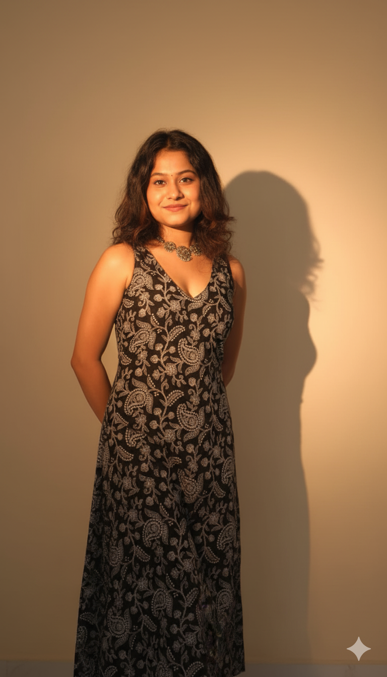 black A-line dress with a corset bacck