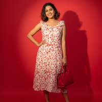 Red Rose midi dress