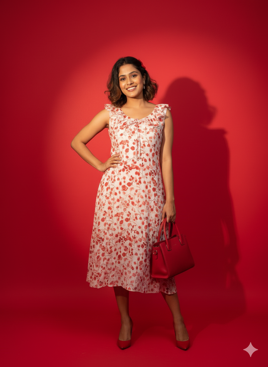 Red Rose midi dress