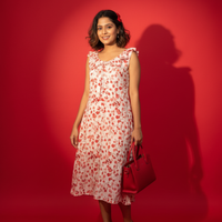 Red Rose midi dress