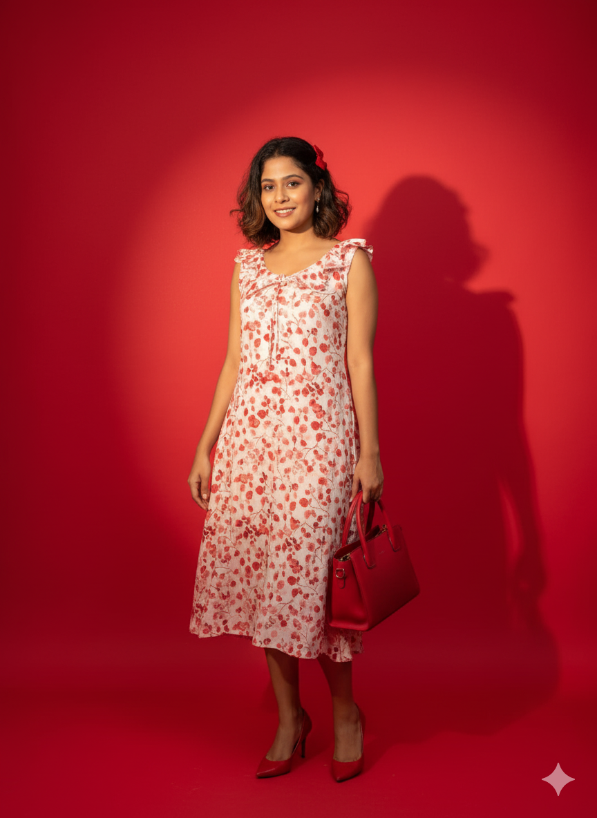 Red Rose midi dress