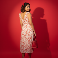 Red Rose midi dress