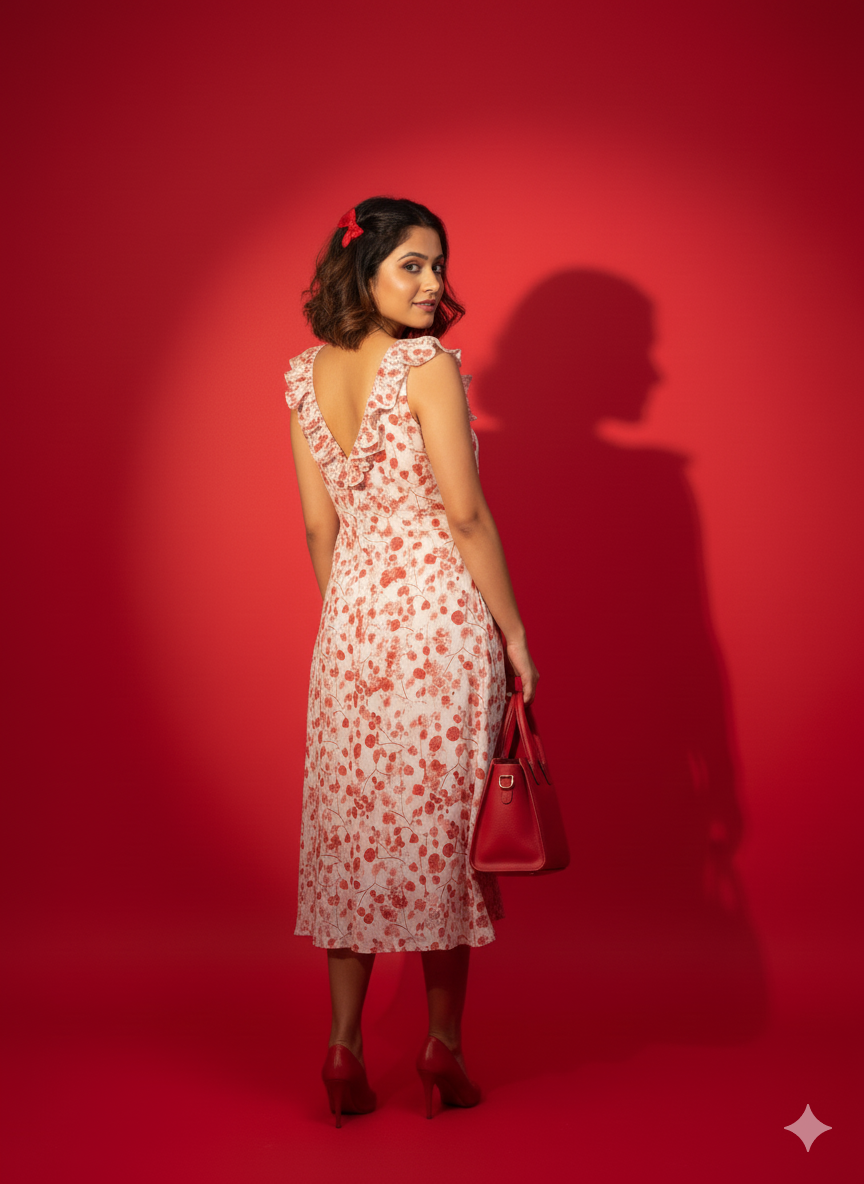 Red Rose midi dress